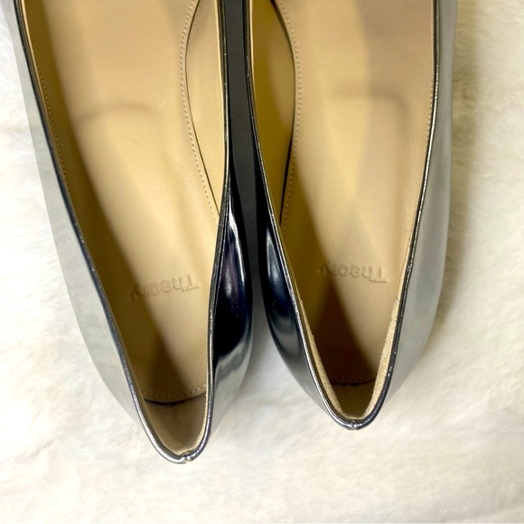 New Theory Silver Metallic Leather Ballet Shoes - Size 37 - Picture 9 of 11